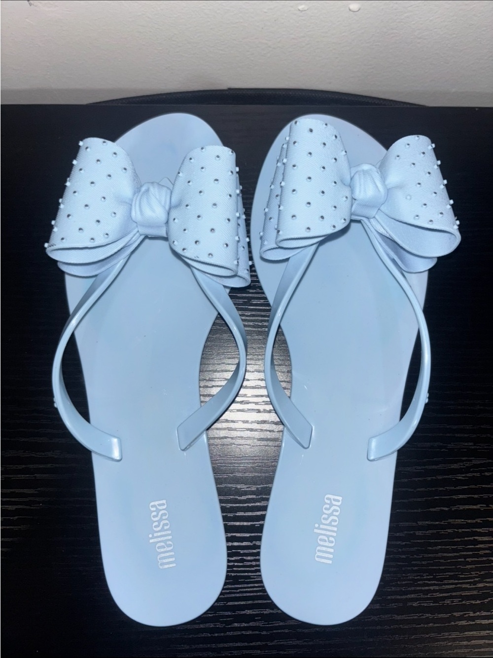 Melissa Light Blue Bow Sandals with Crystal Accents